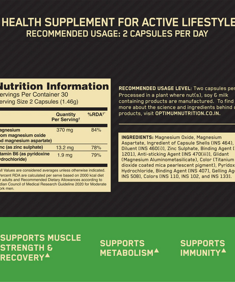 Optimum Nutrition Zinc Magnesium Aspartate