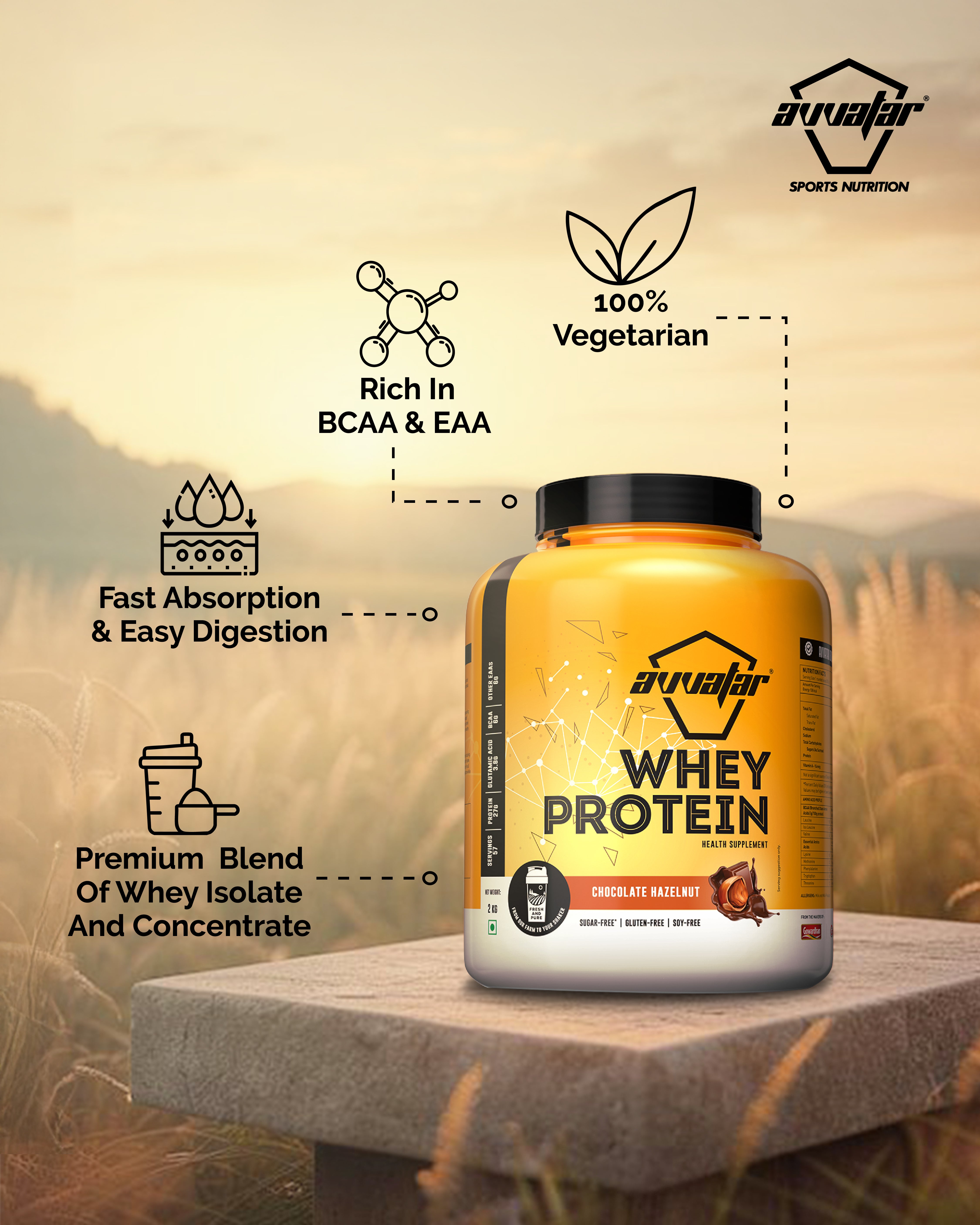 Avvatar Whey Protein Chocolate Hazelnut 2kg