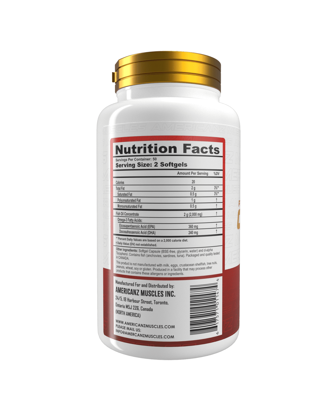Americanz Muscles Omega 3 2000mg Fish Oil