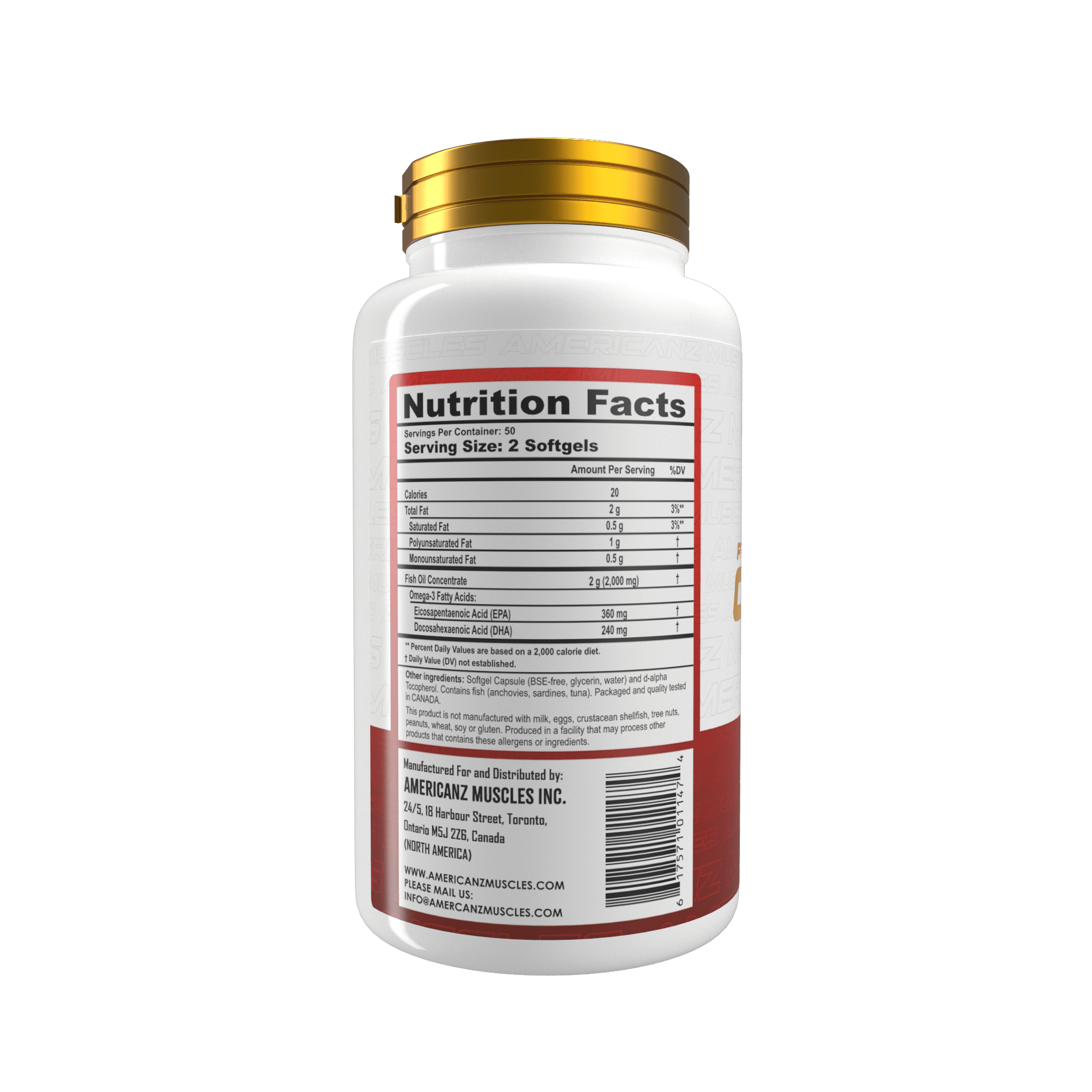 Americanz Muscles Omega 3 2000mg Fish Oil