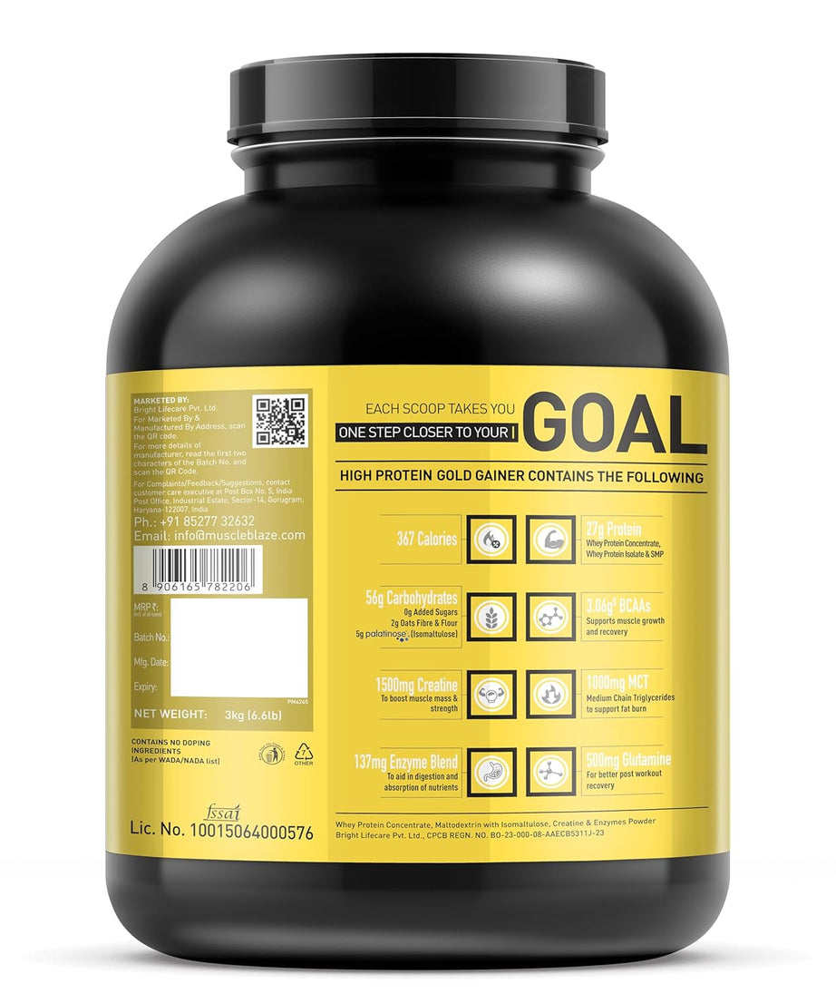 MuscleBlaze High Protein Gold Gainer 3kg