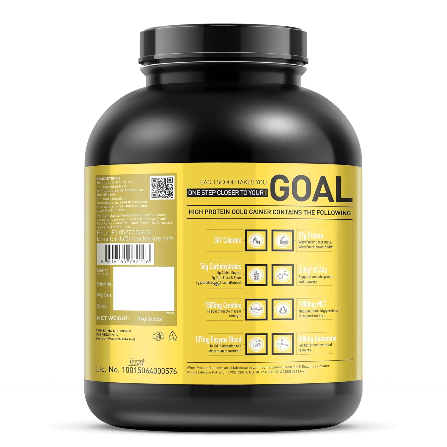 MuscleBlaze High Protein Gold Gainer 3kg