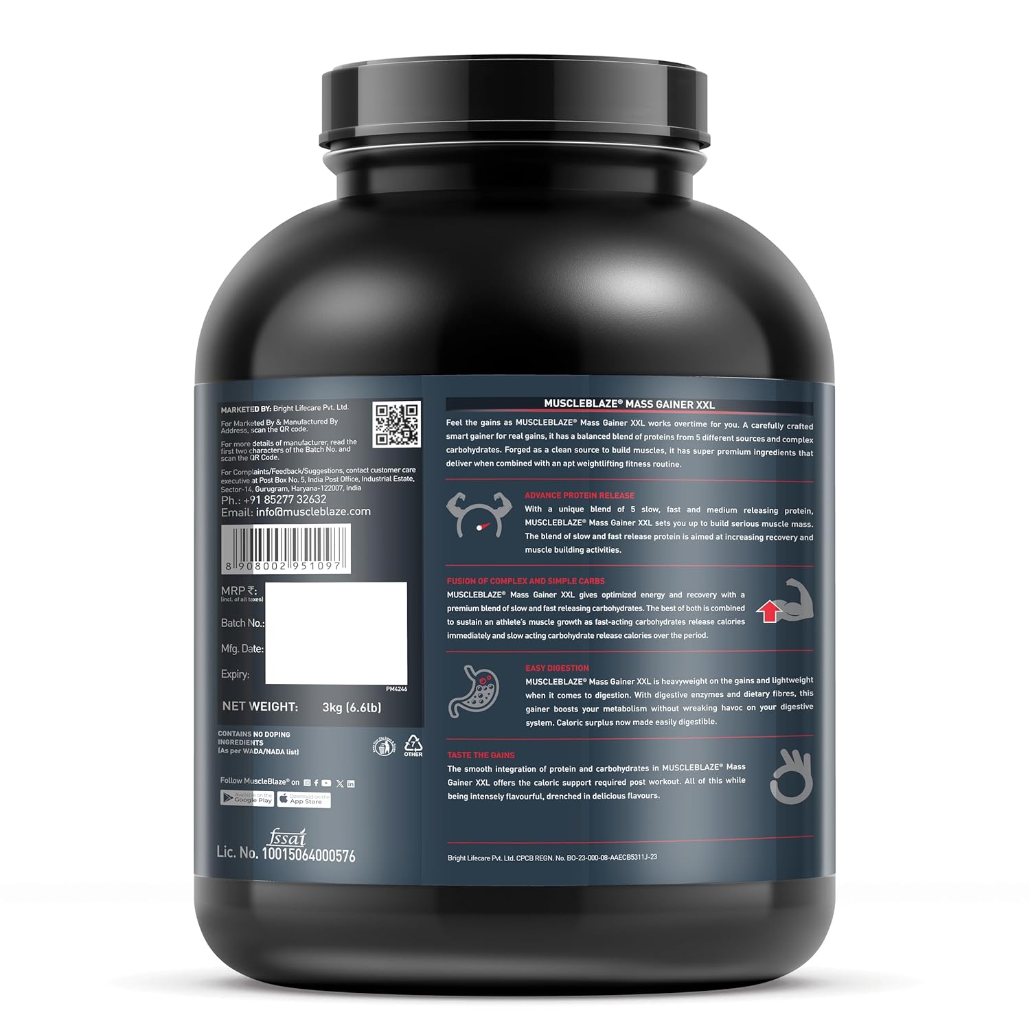 MuscleBlaze Mass Gainer XXL 3kg