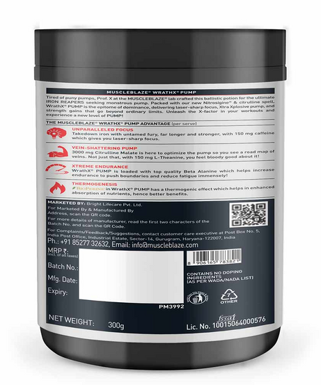 MuscleBlaze WrathX Pump 30servings