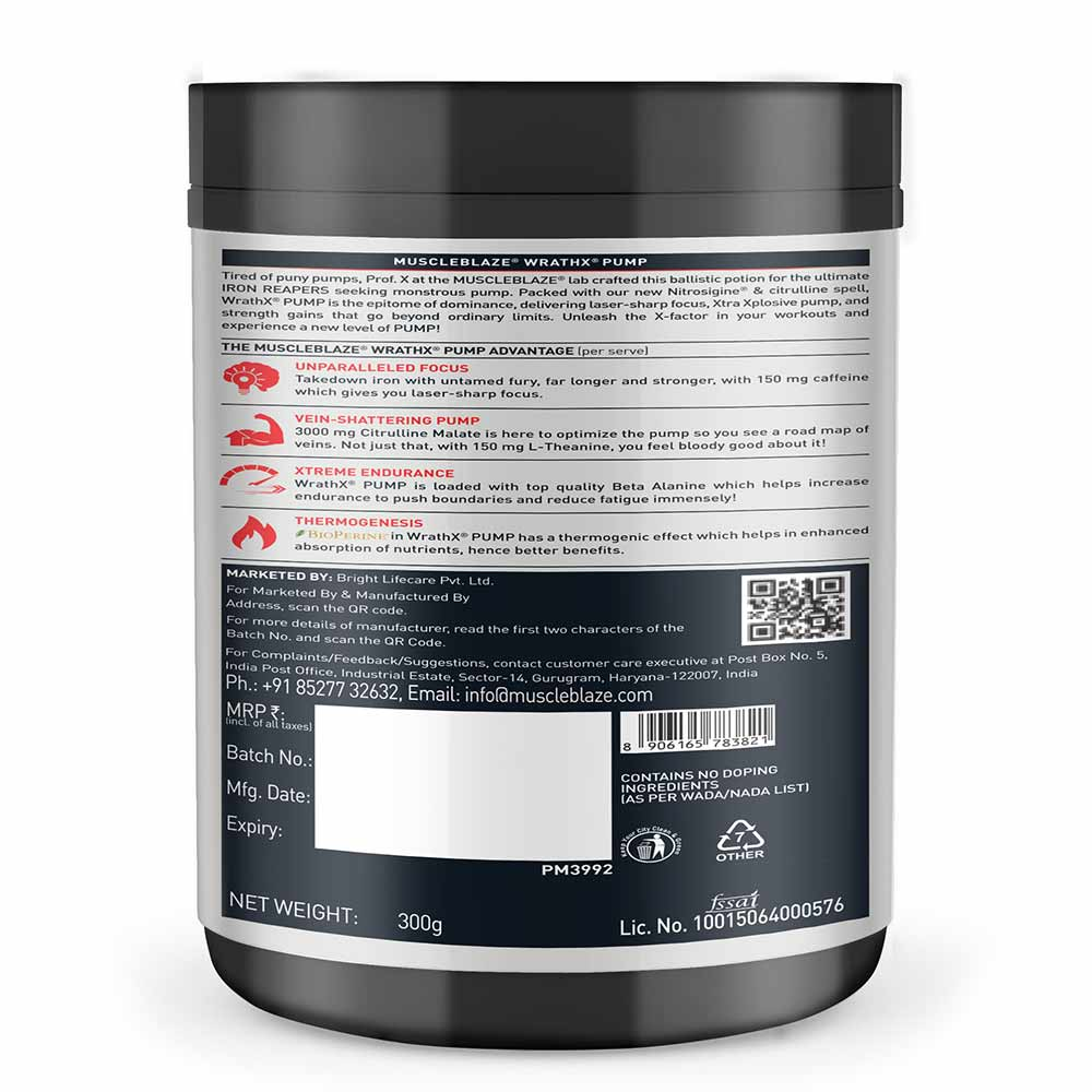 MuscleBlaze WrathX Pump 30servings