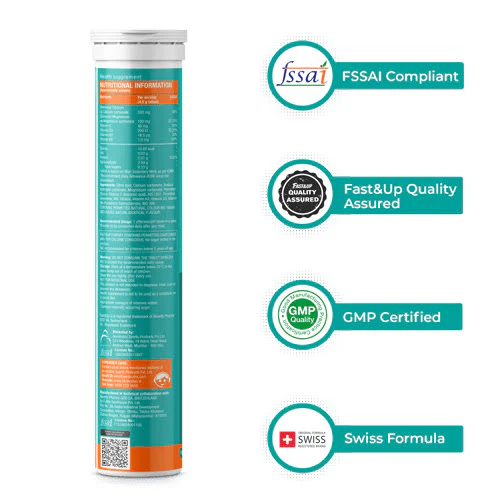 Fast&Up Fortify Calcium + D3 + K2 Effervescent -20 Orange
