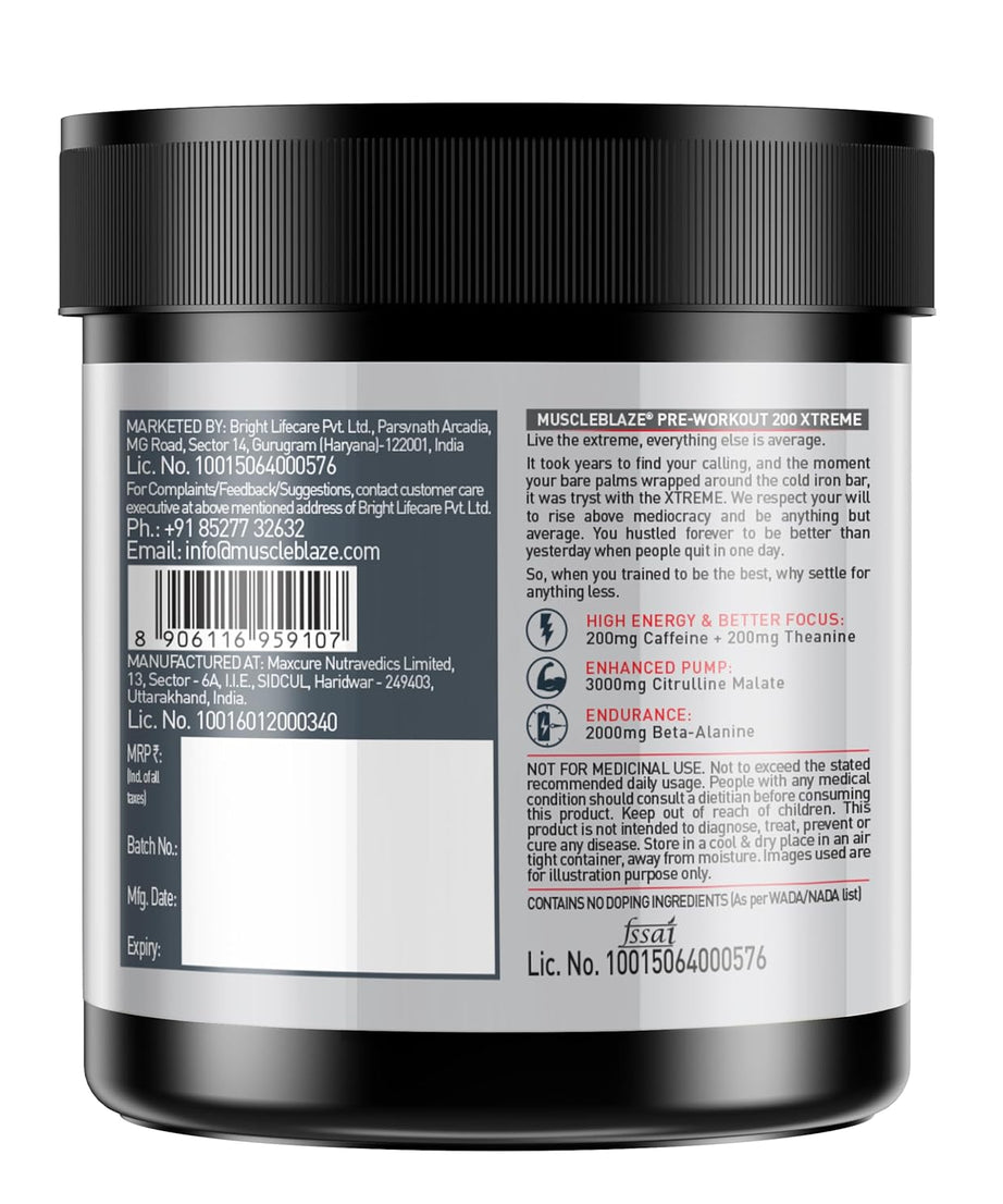 MuscleBlaze Pre Workout 200 Extreme 100g