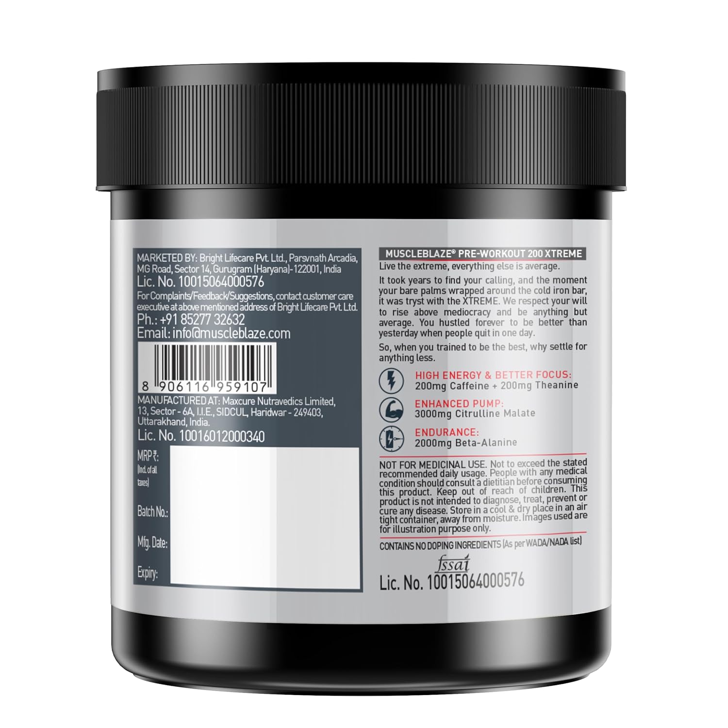 MuscleBlaze Pre Workout 200 Extreme 100g