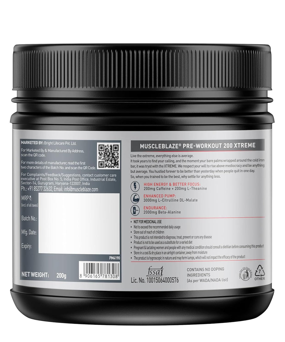 MuscleBlaze Pre Workout 200 Extreme 200g
