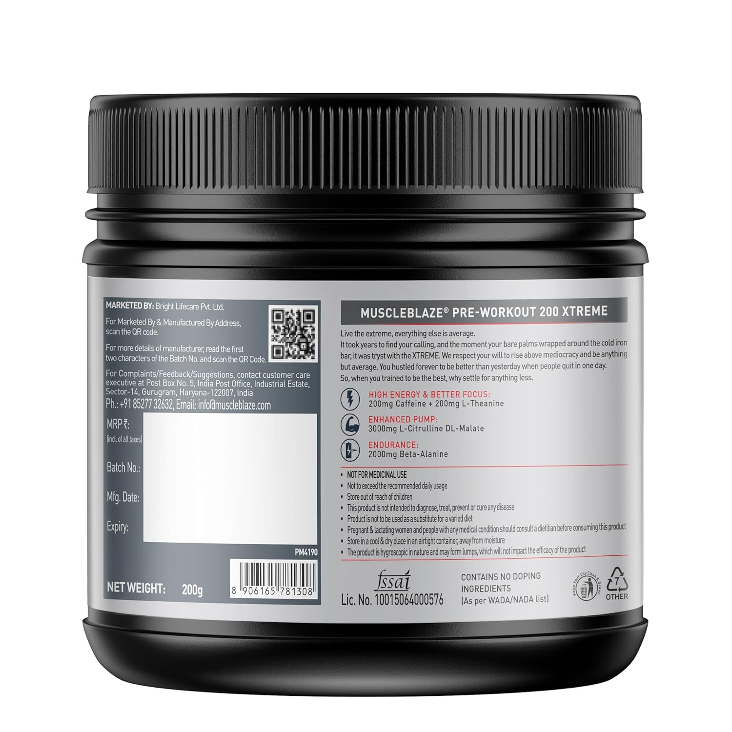 MuscleBlaze Pre Workout 200 Extreme 200g