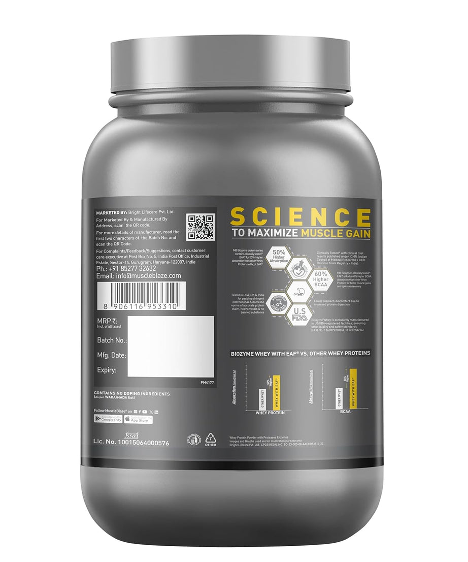 MuscleBlaze Biozyme Performance Whey 1kg