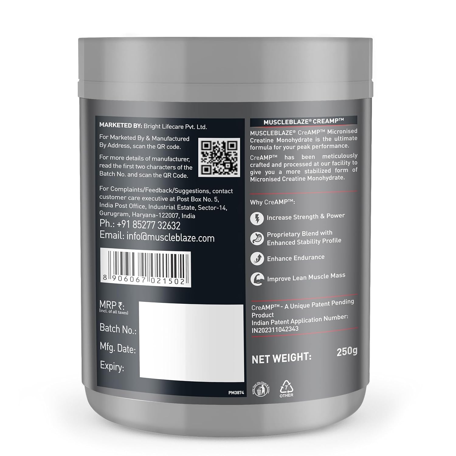 MuscleBlaze Creamp 250g
