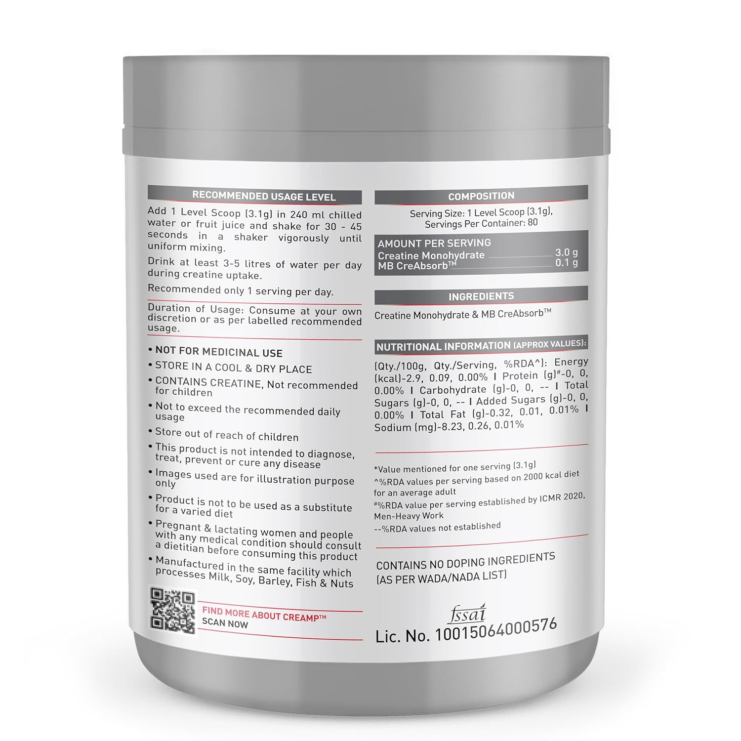 MuscleBlaze Creamp 250g