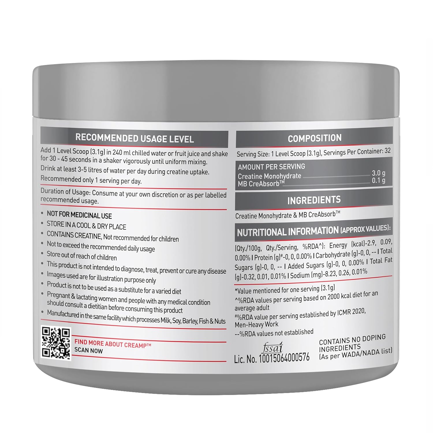 MuscleBlaze Creamp 100g