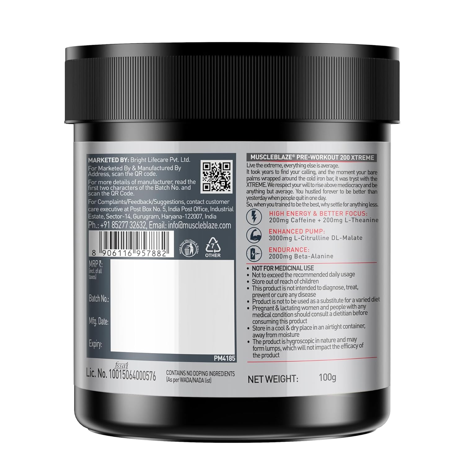 MuscleBlaze Pre Workout 200 Extreme 100g