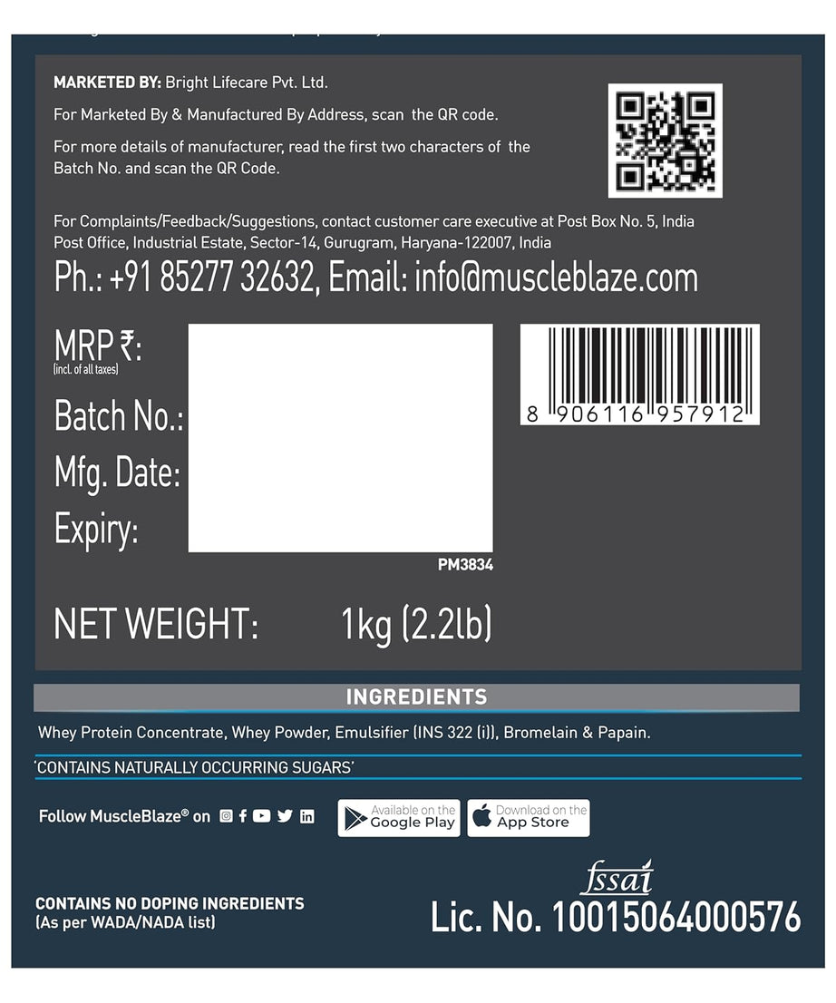 MuscleBlaze Raw Whey Protein 1kg