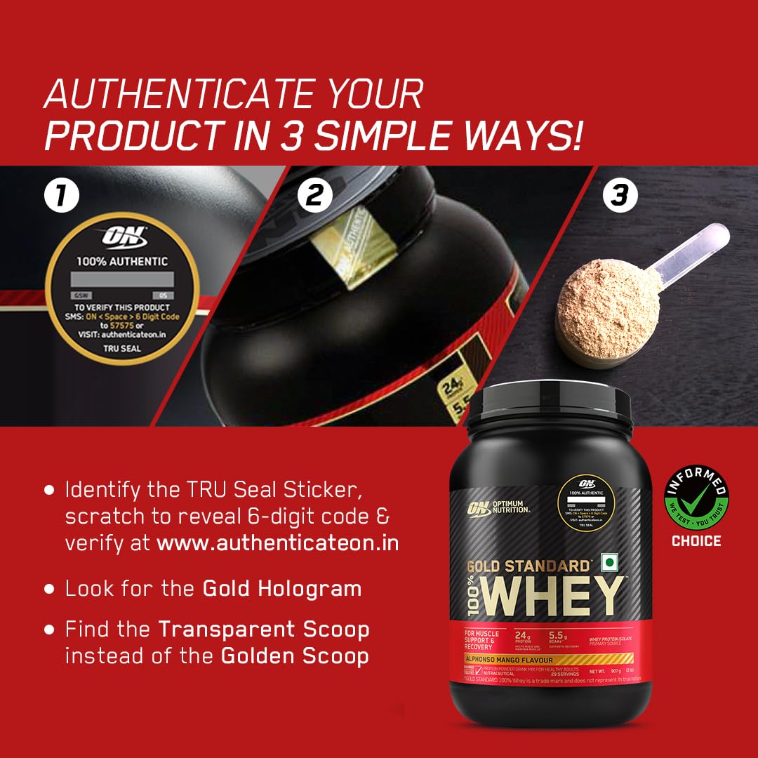 Optimum Nutrition Gold Standard 100% Whey Alphonso Mango Flavour 907g