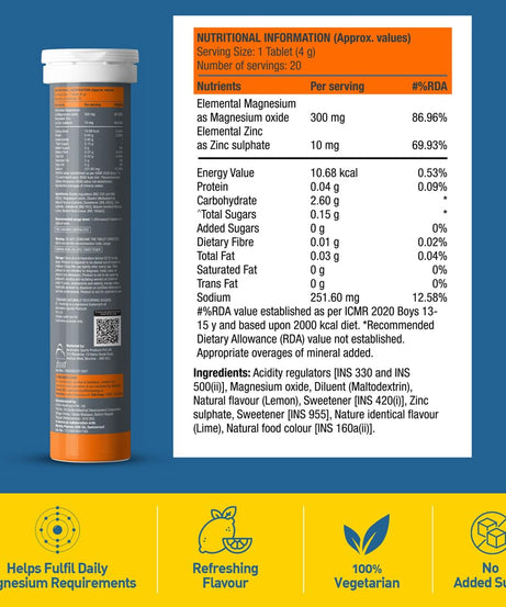 Fast&Up Magnesio Magnesium+zinc 20 Effervescent Tablets