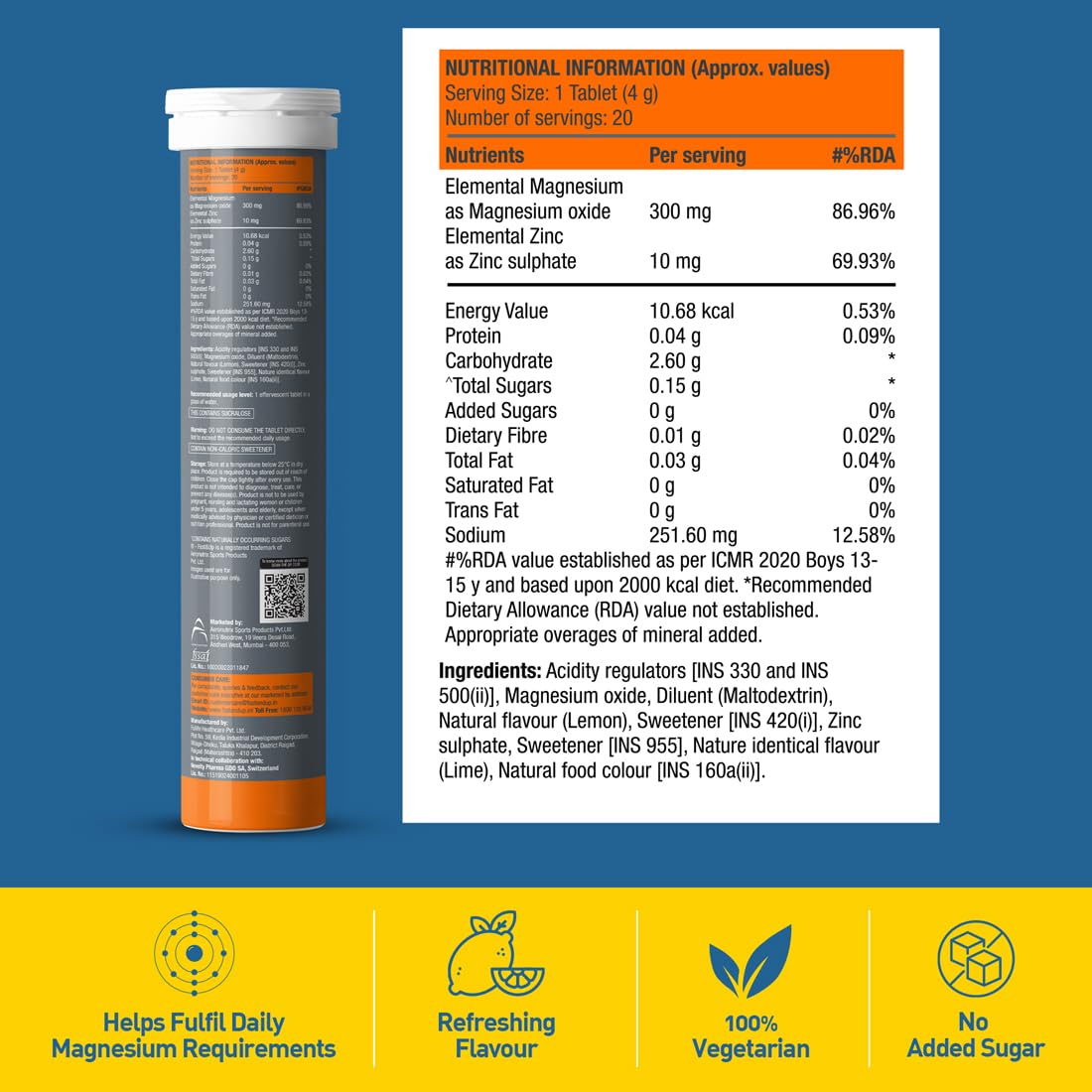 Fast&Up Magnesio Magnesium+zinc 20 Effervescent Tablets