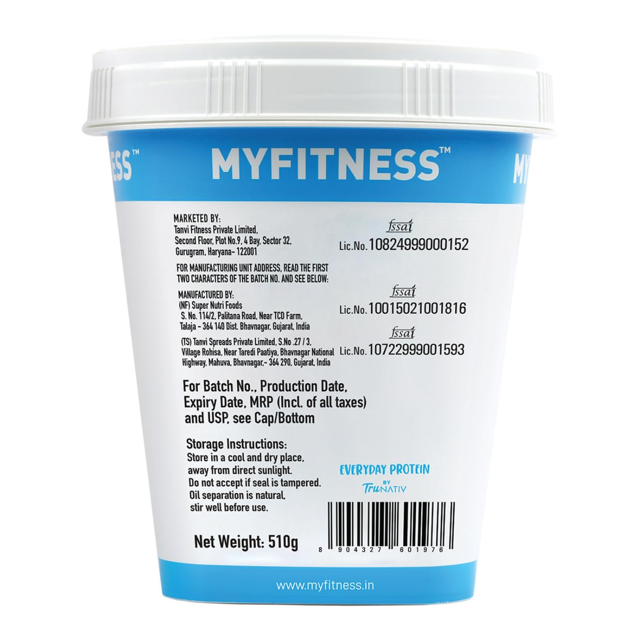 My Fitness Dark Chocolate Peanut Butter Crunchy 510g