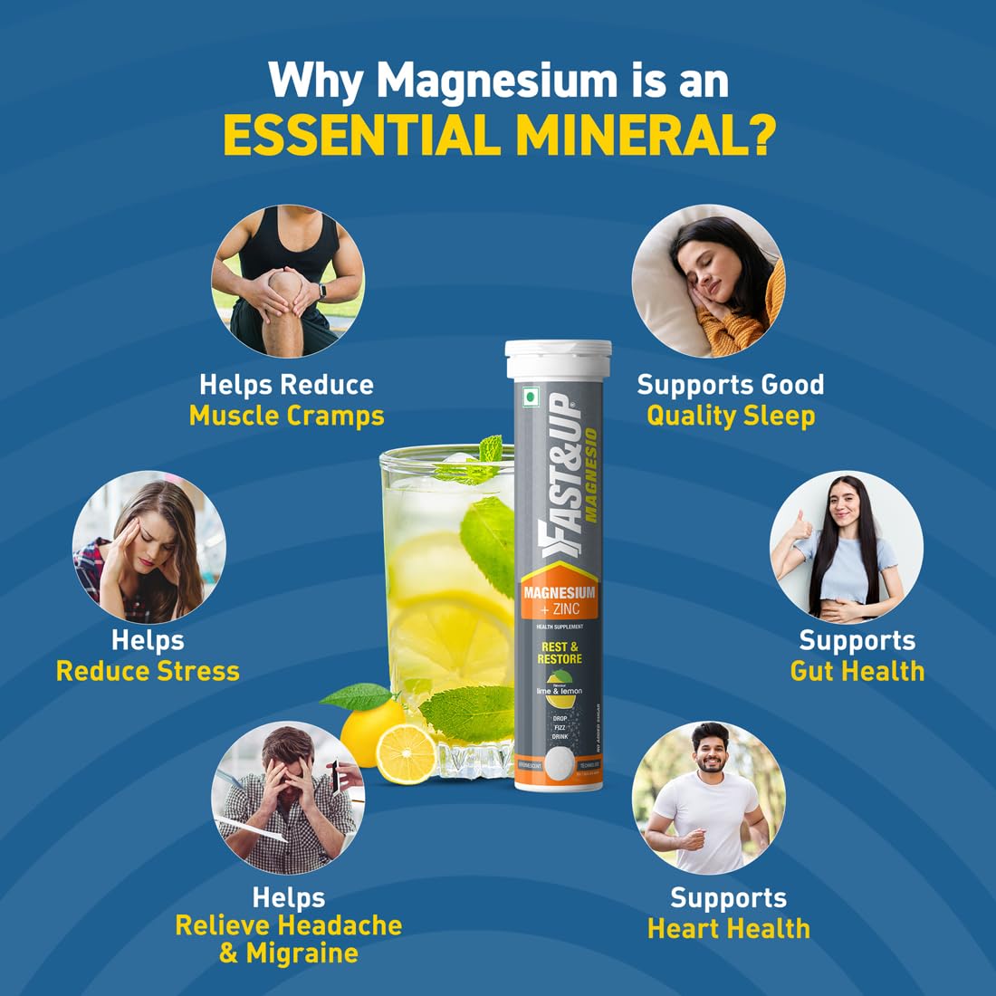 Fast&Up Magnesio Magnesium+zinc 20 Effervescent Tablets