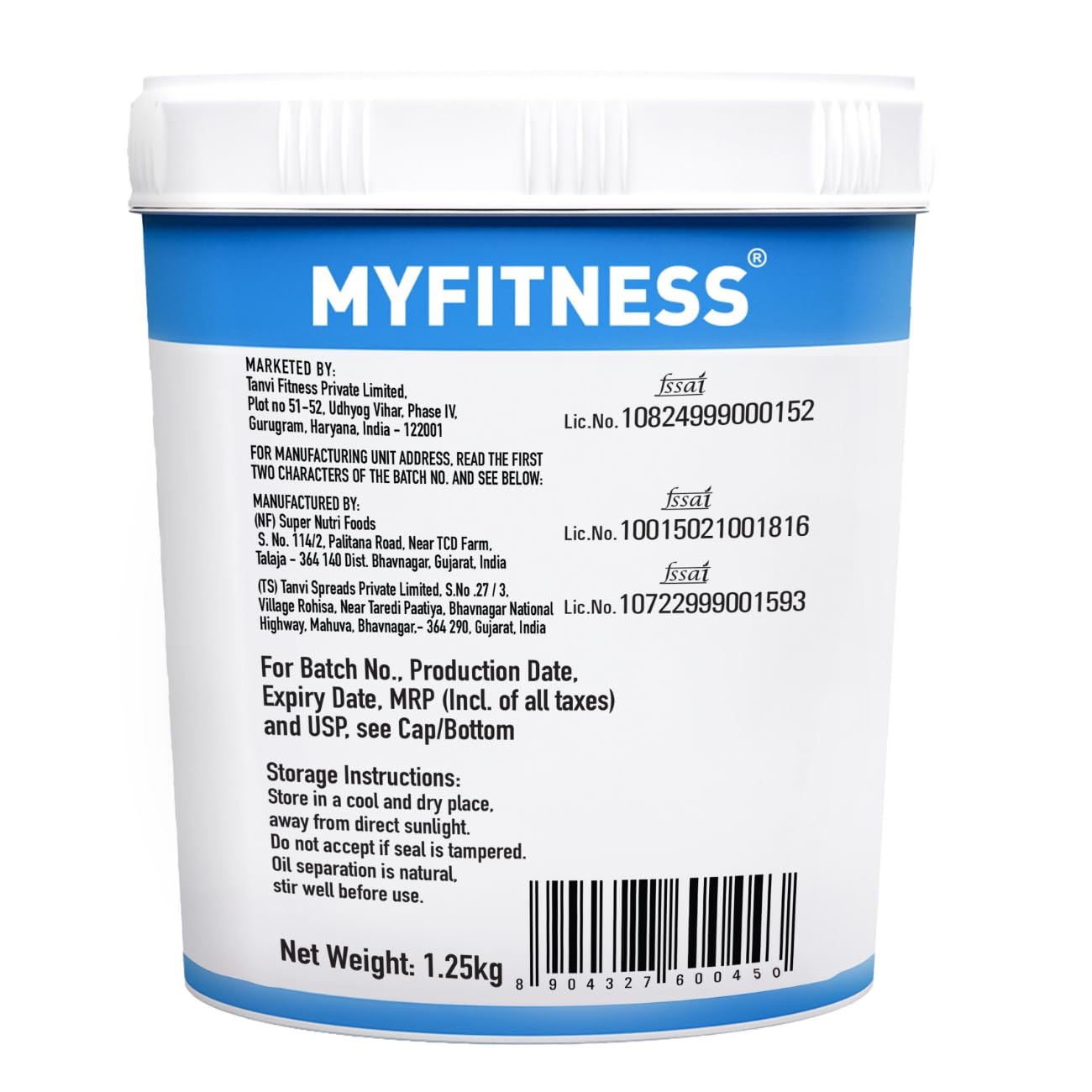 My Fitness Original Peanut Butter Original Crunchy 1.25kg