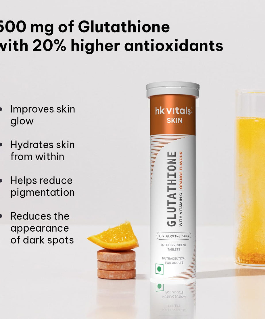 Hk Vitals Skin Glutathione with Vitamin C Orange Flavour 15 Effervescent Tablets