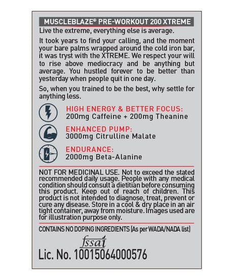 MuscleBlaze Pre Workout 200 Extreme 100g