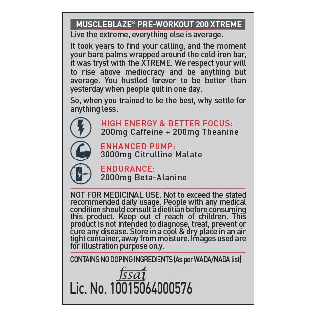MuscleBlaze Pre Workout 200 Extreme 100g