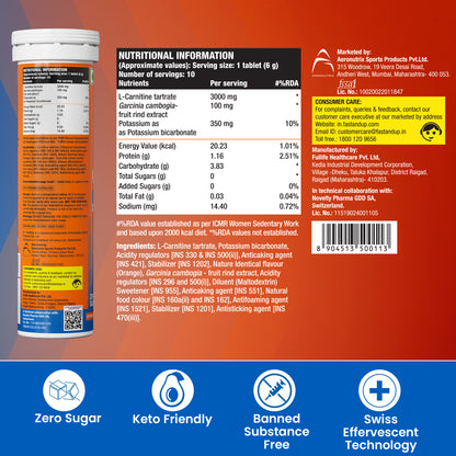 Fast&Up L-Carnitine 3000mg 10 Effervescent Tablets