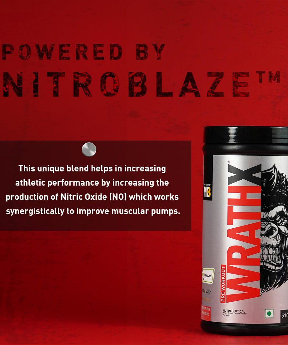 MuscleBlaze Wrathx Pre workout Fruit Fury Flavour 510g