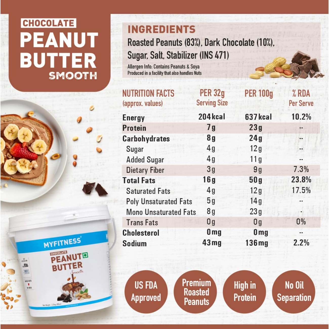 My Fitness Chocolate Peanut Butter Smooth 2.5kg