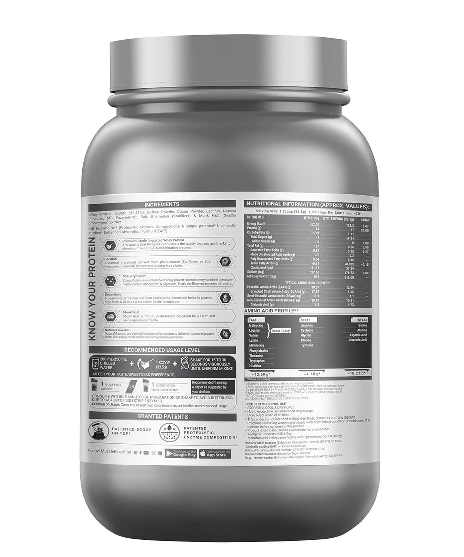 Muscleblaze Biozyme Iso Zero Low Carb 1kg