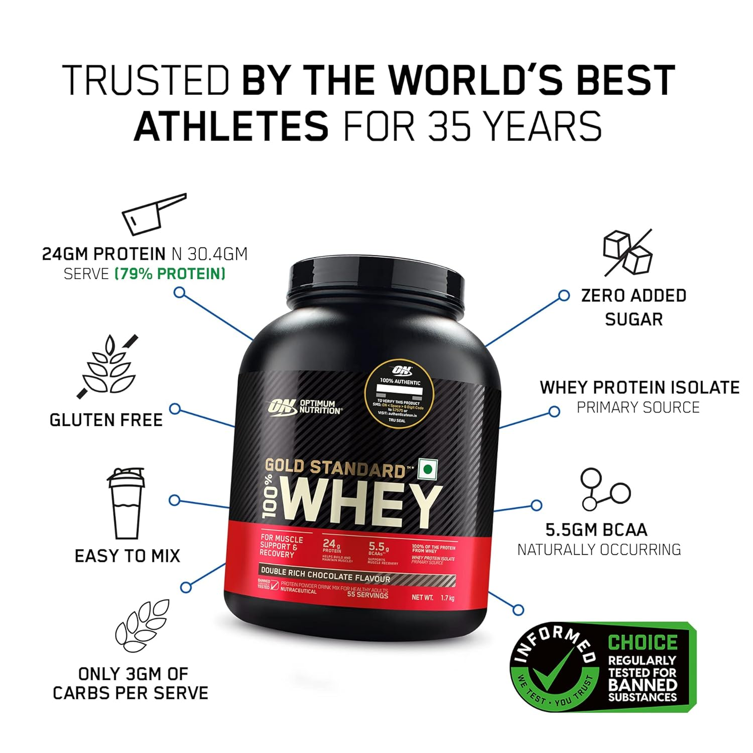 Optimum Nutrition Gold Standard 100% Whey 1.7kg