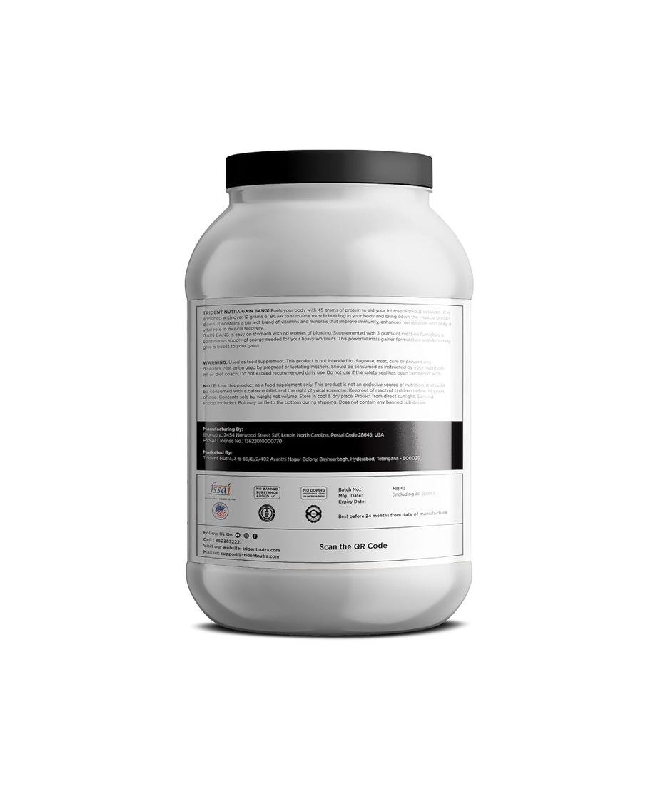 Trident Nutra Gain Bang Ultimate Mass gainer Swiss 3kg