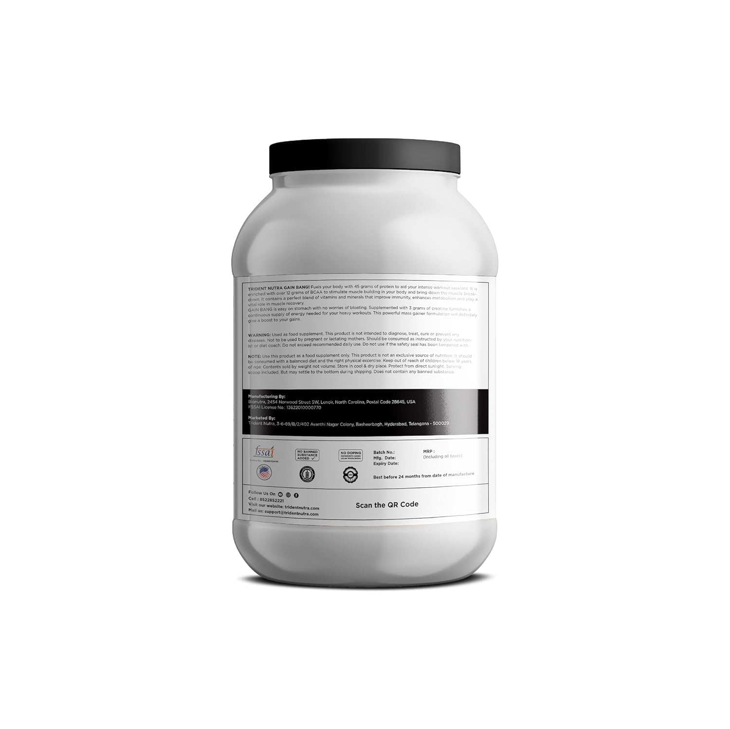 Trident Nutra Gain Bang Ultimate Mass gainer Swiss 3kg