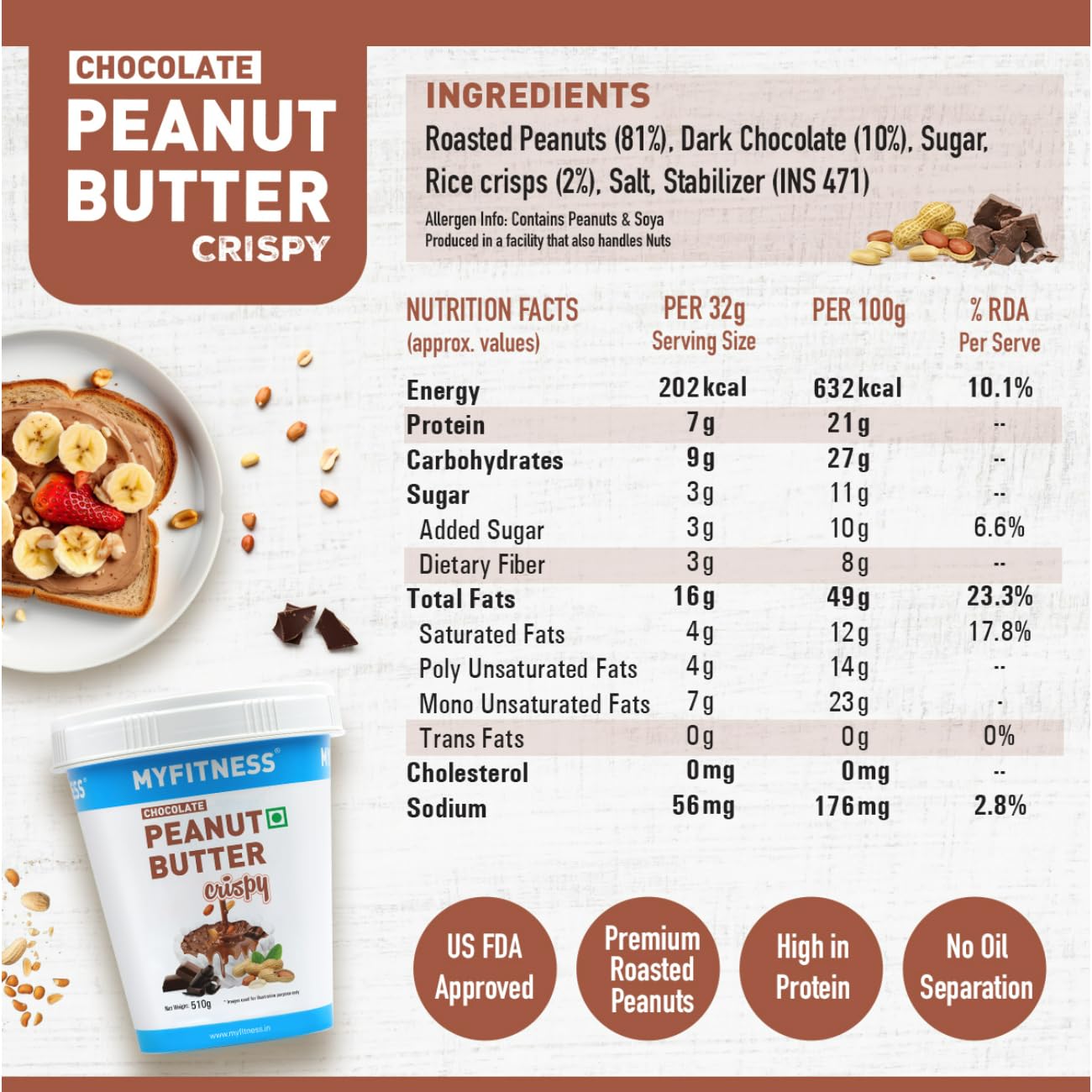 My Fitness Chocolate Peanult Butter Crispy 510g