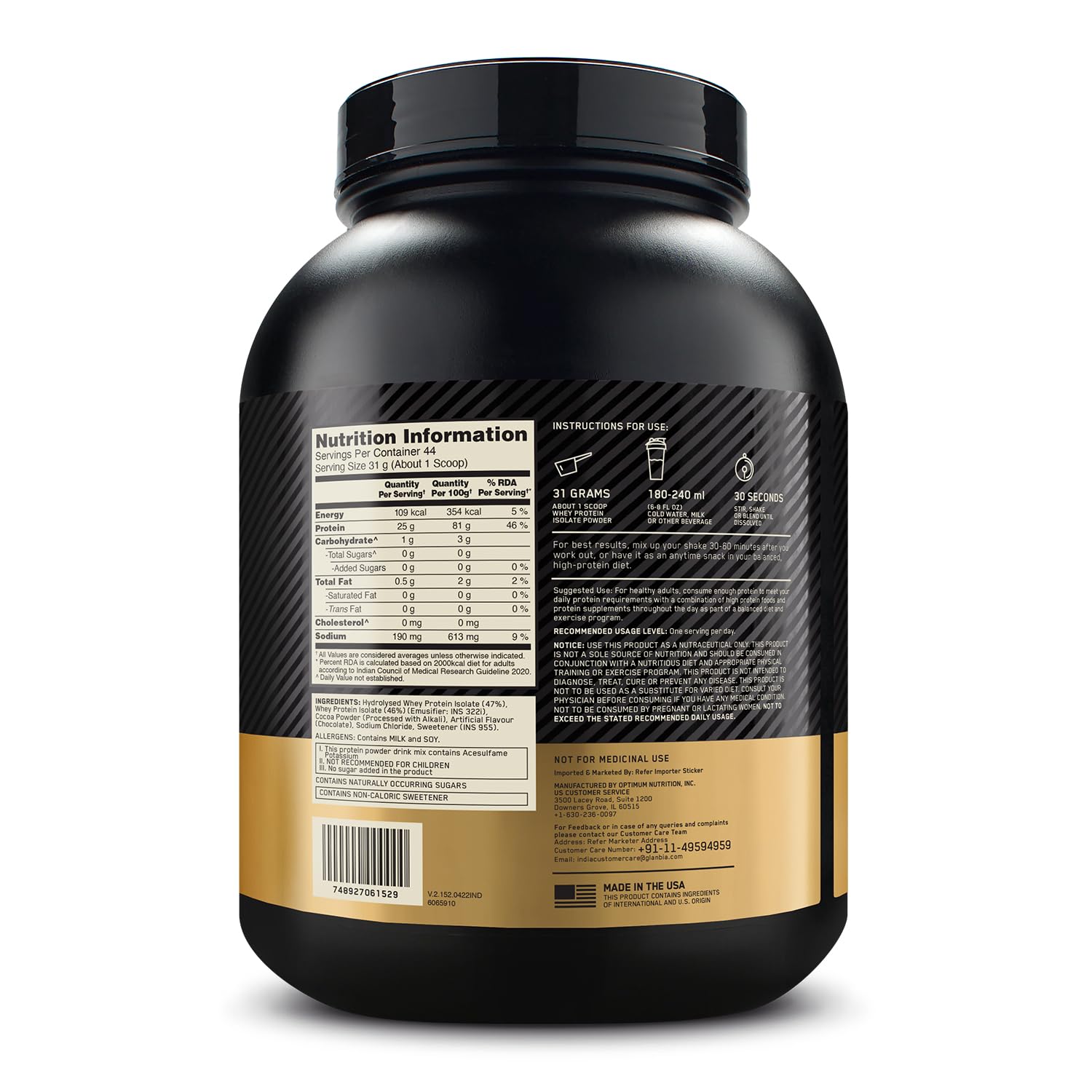 Optimum Nutrition Gold Standard 100% Isolate 1.36kg
