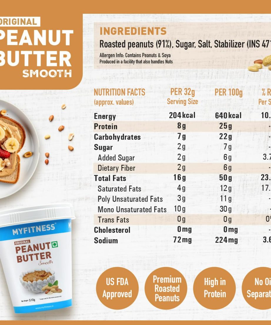My Fitness Original Peanut Butter Smooth 510g