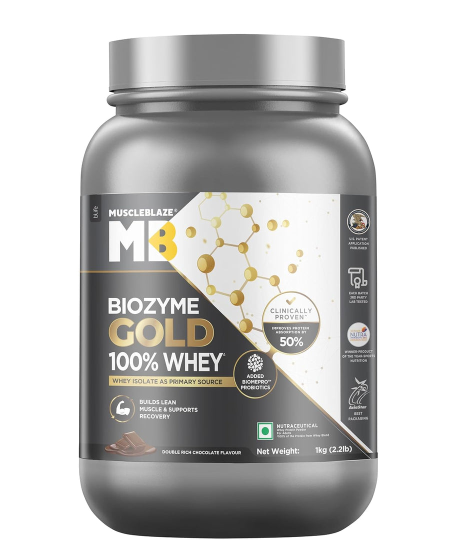 MuscleBlaze Biozyme Gold 100% Whey 1kg
