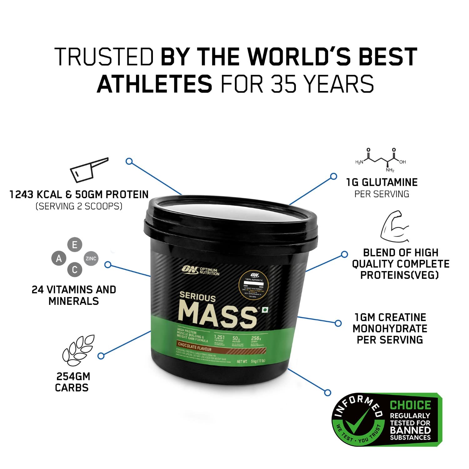 Optimum Nutrition Serious Mass Chocolate Flavour 5kg