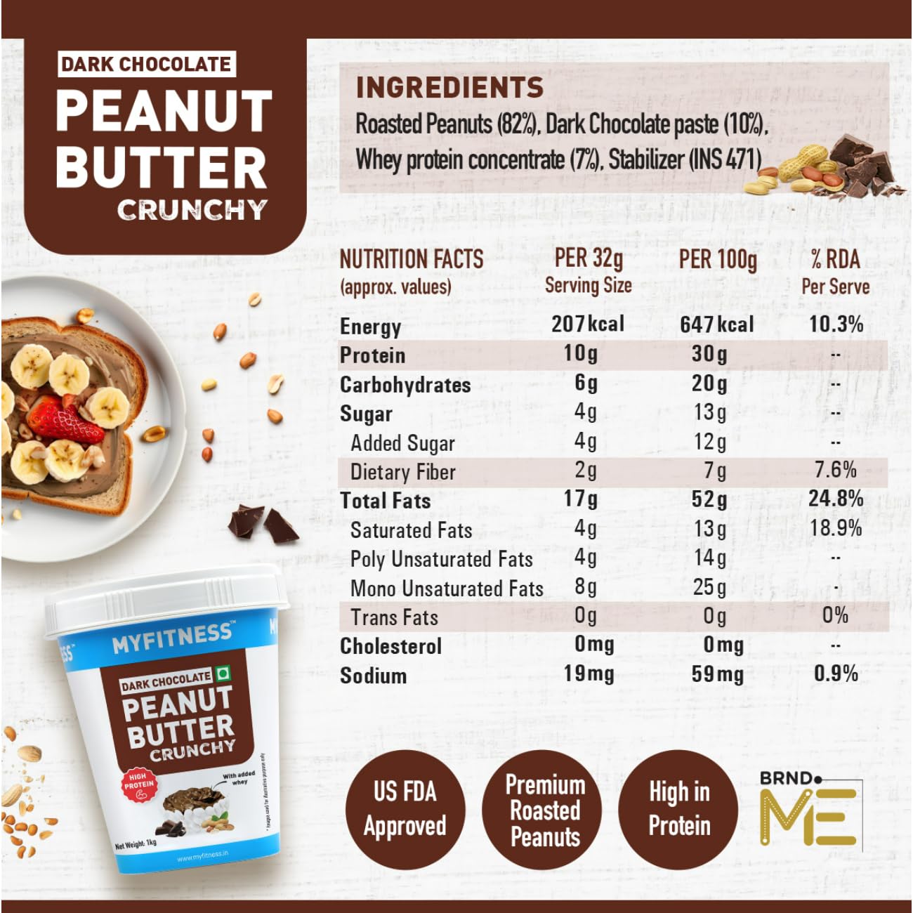 My Fitness Dark Chocolate Peanut Butter Crunchy 1kg
