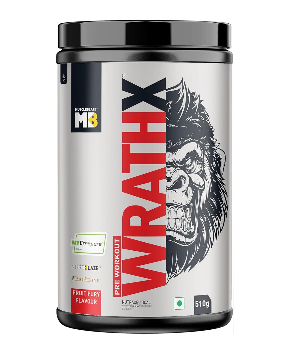 MuscleBlaze Wrathx Pre workout Fruit Fury Flavour 510g