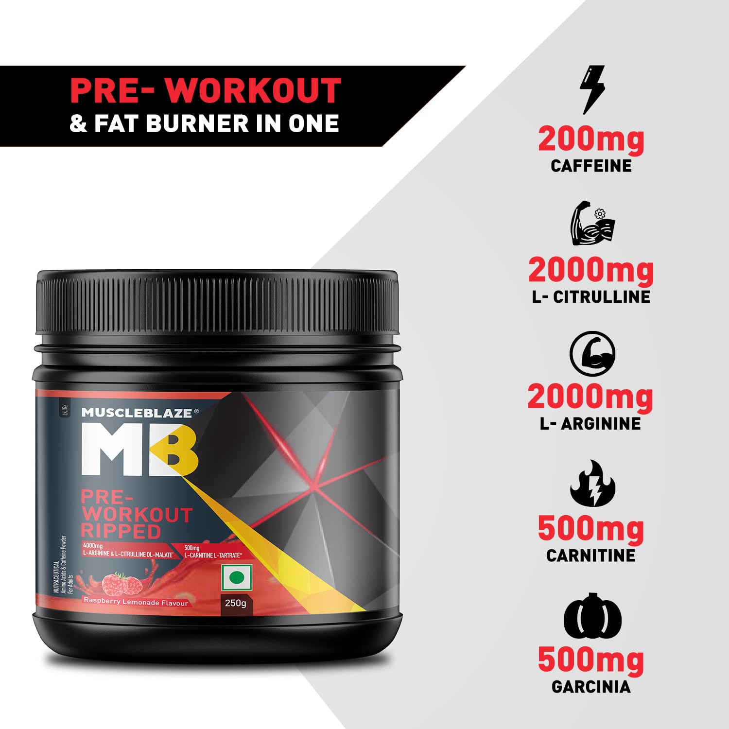 MuscleBlaze Pre-Workout Ripped 250g