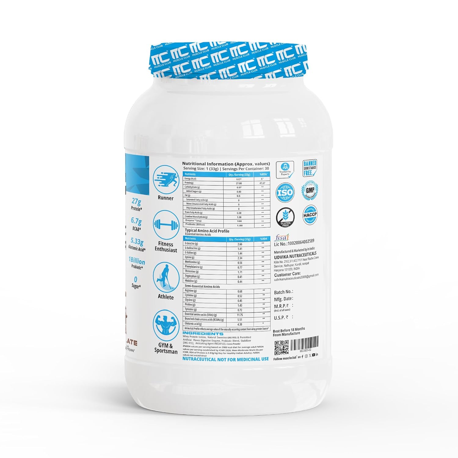 Muscle Club Isolate 100% Protein 1kg