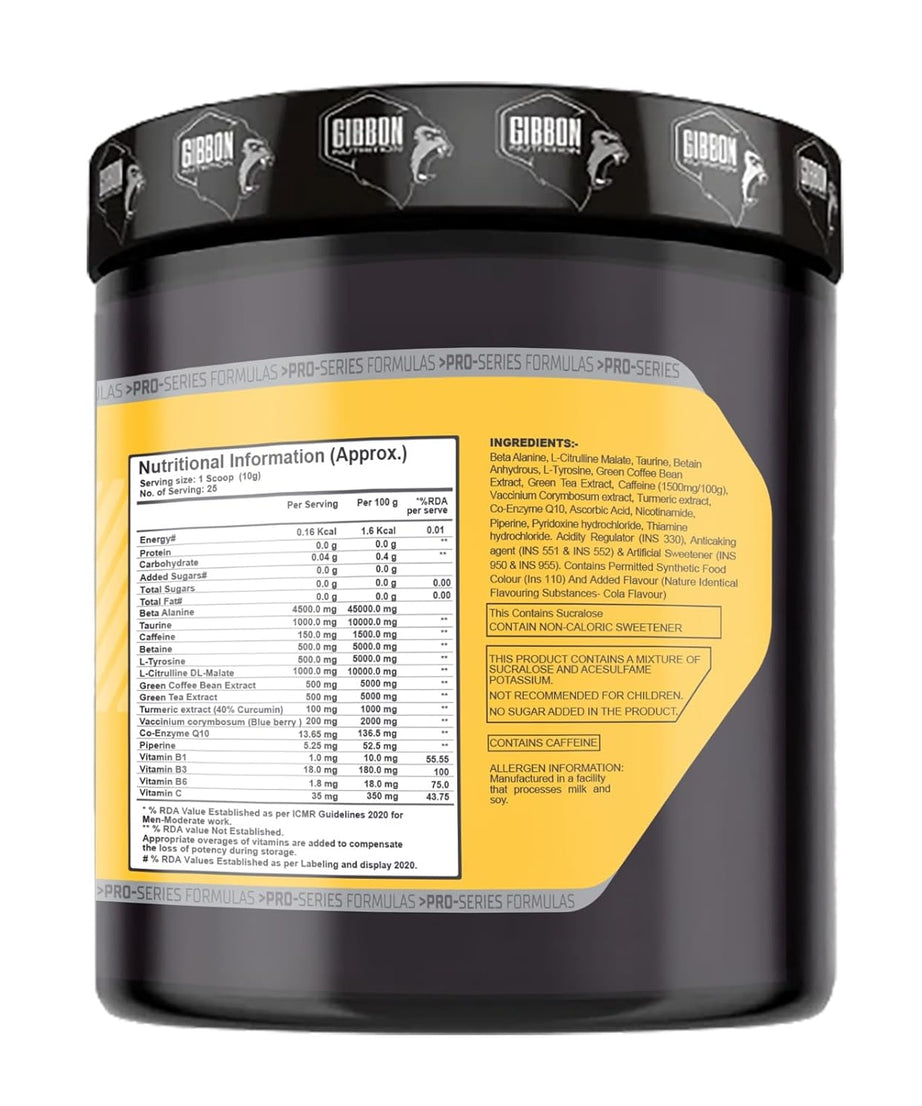Gibbon Nutrition Level 10 Pre-Workout 250g