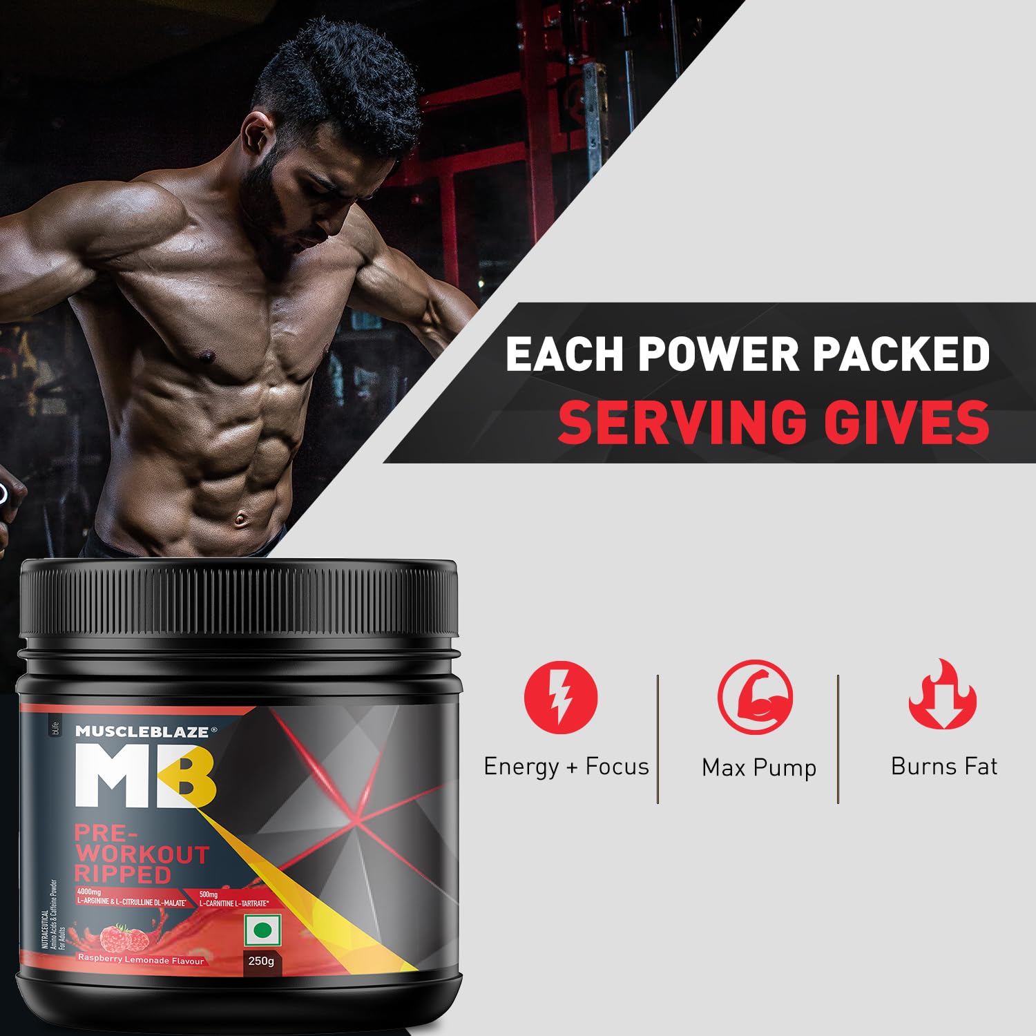 MuscleBlaze Pre-Workout Ripped 250g