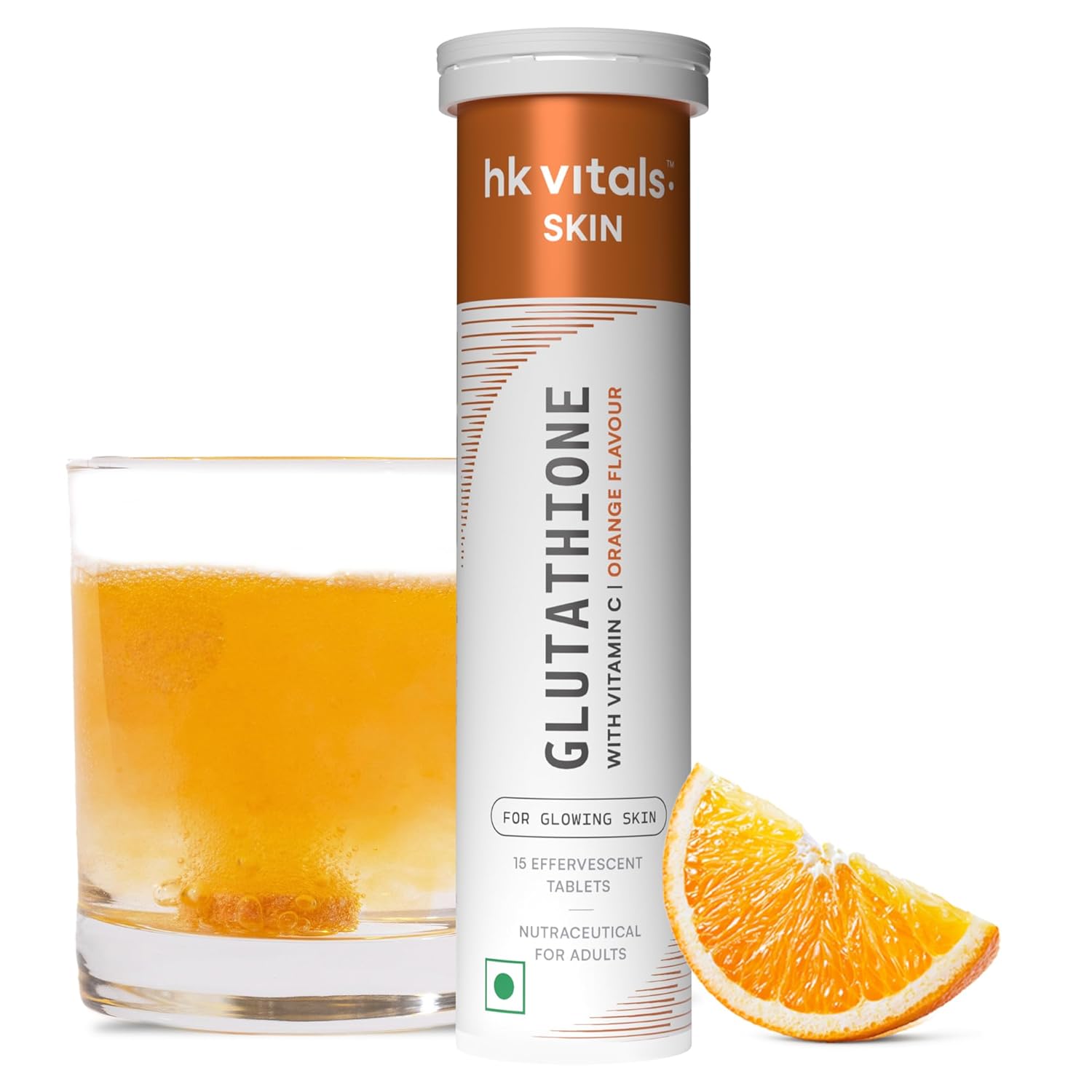 Hk Vitals Skin Glutathione with Vitamin C Orange Flavour 15 Effervescent Tablets