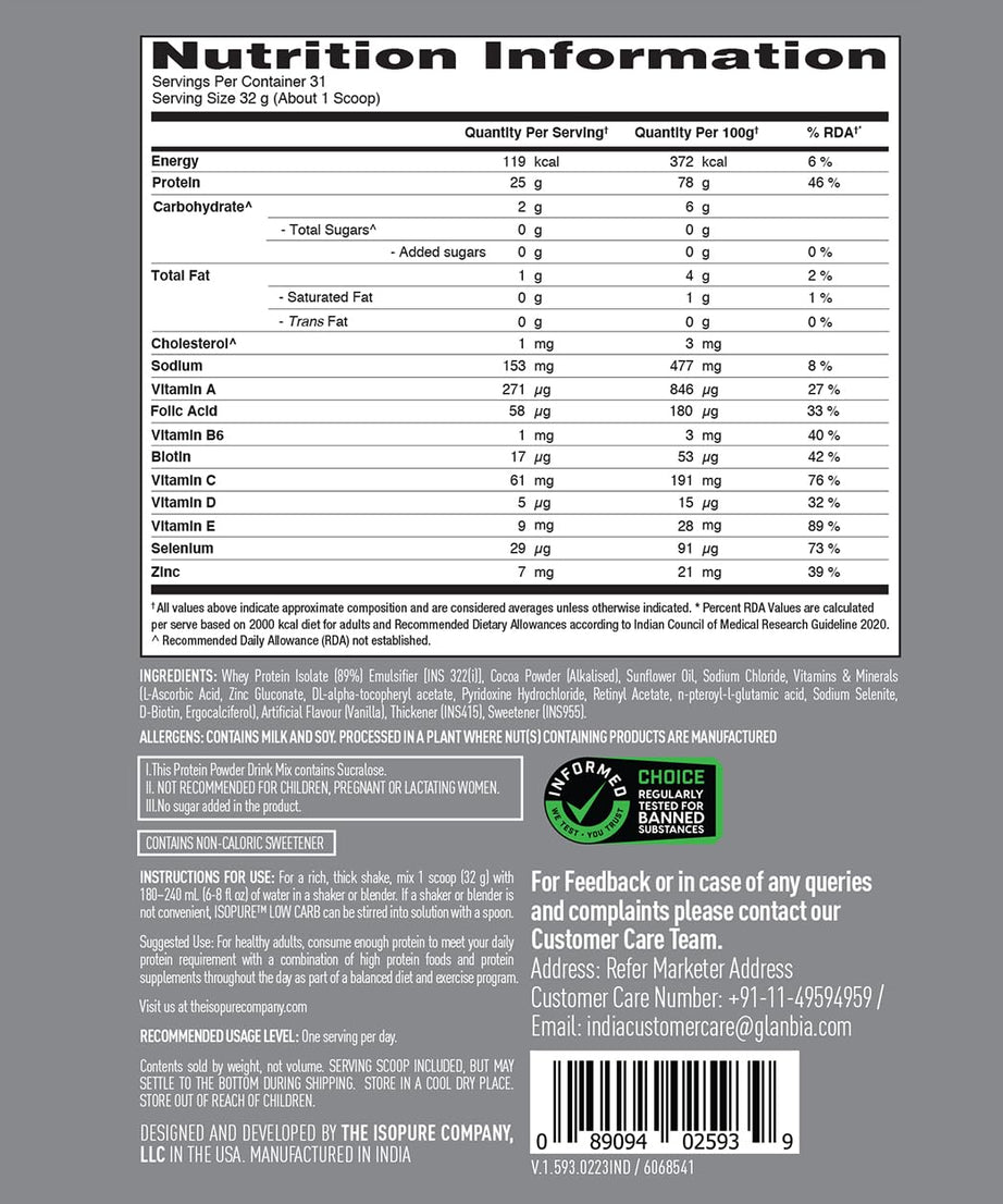 Isopure Low carb Whey Isolate 1kg