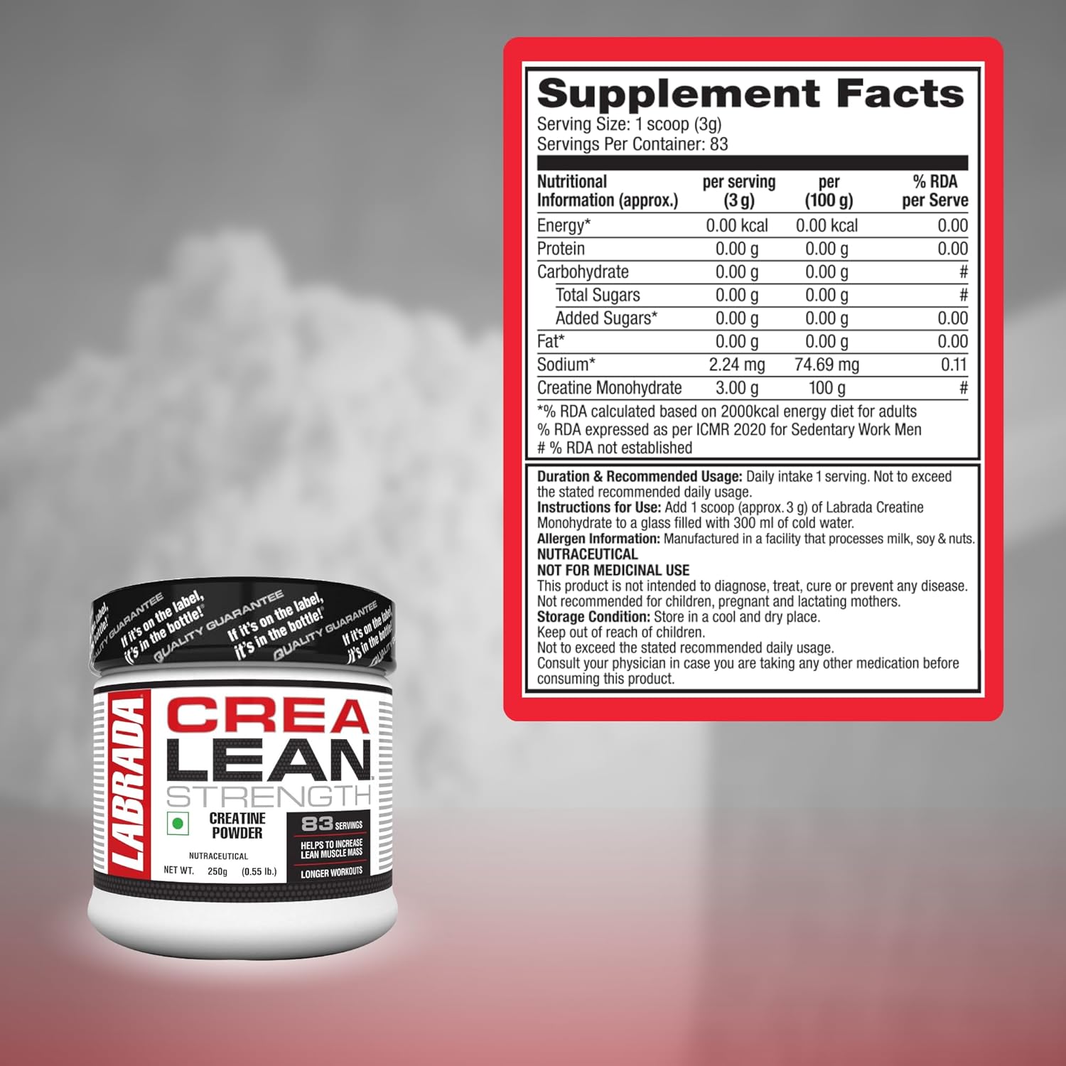 Labrada Crealean Strength Creatine 250g
